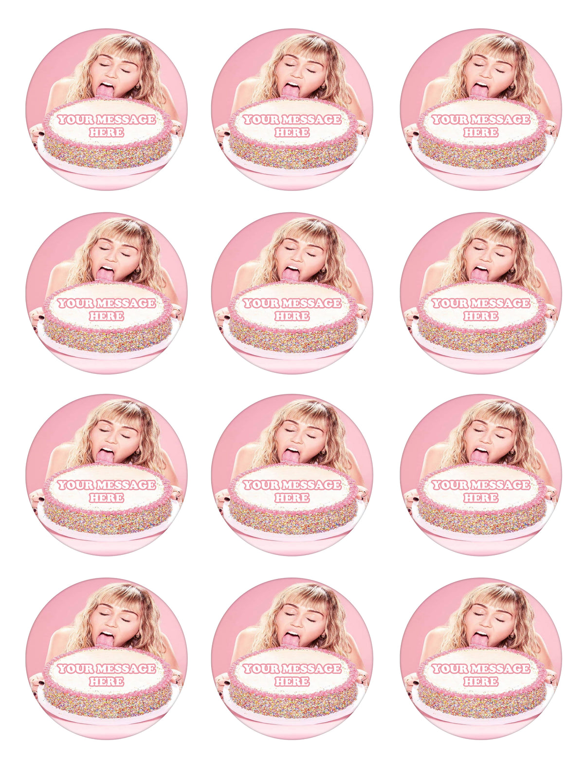 Miley Cyrus Edible Cupcake Toppers (12 Images) Cake Image Icing Sugar Sheet