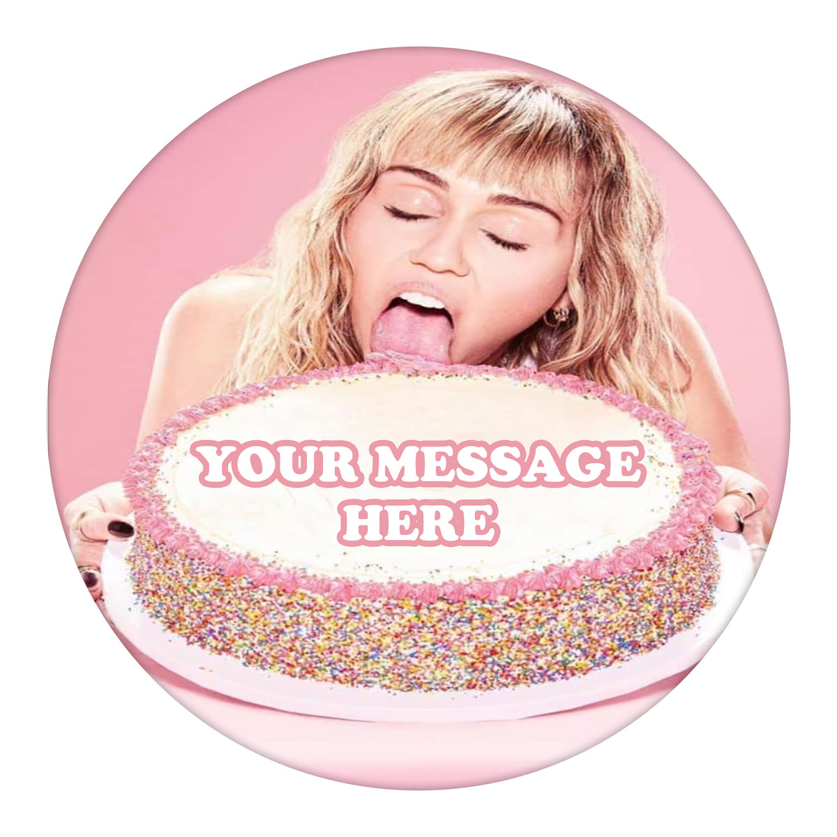 Miley Cyrus Edible Image Cake Topper Personalized Birthday Sheet Custom Frosting Round Circle