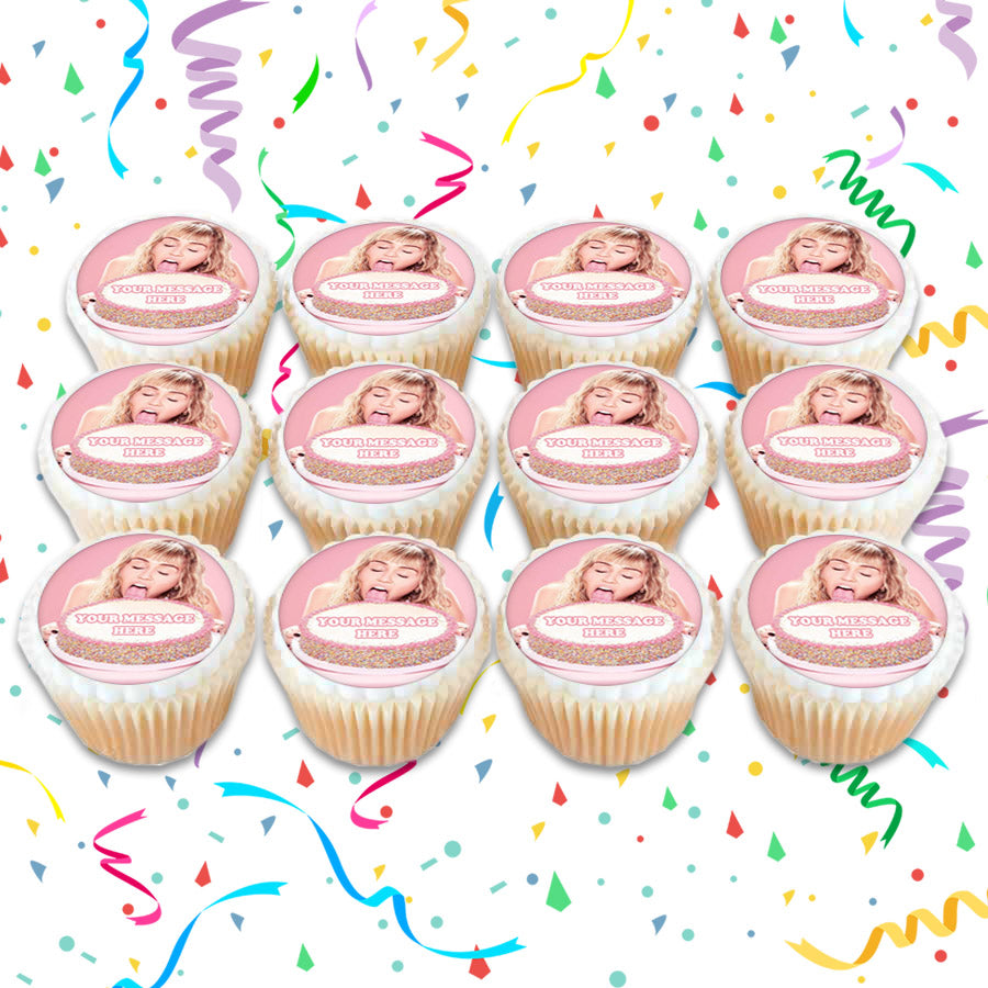 Miley Cyrus Edible Cupcake Toppers (12 Images) Cake Image Icing Sugar Sheet