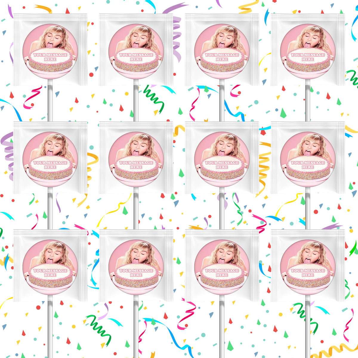 Miley Cyrus Lollipops Party Favors Personalized Suckers 12 Pcs