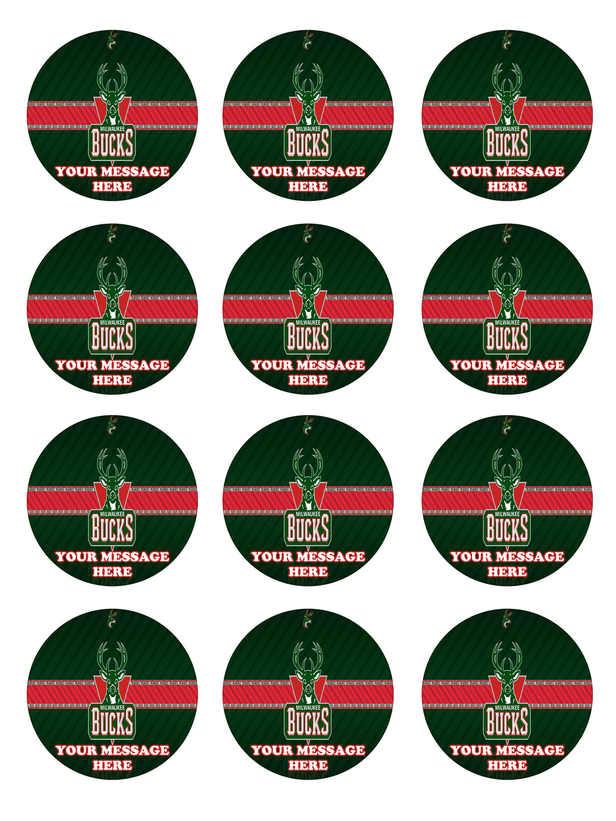 Milwaukee Bucks Edible Cupcake Toppers (12 Images) Cake Image Icing Sugar Sheet