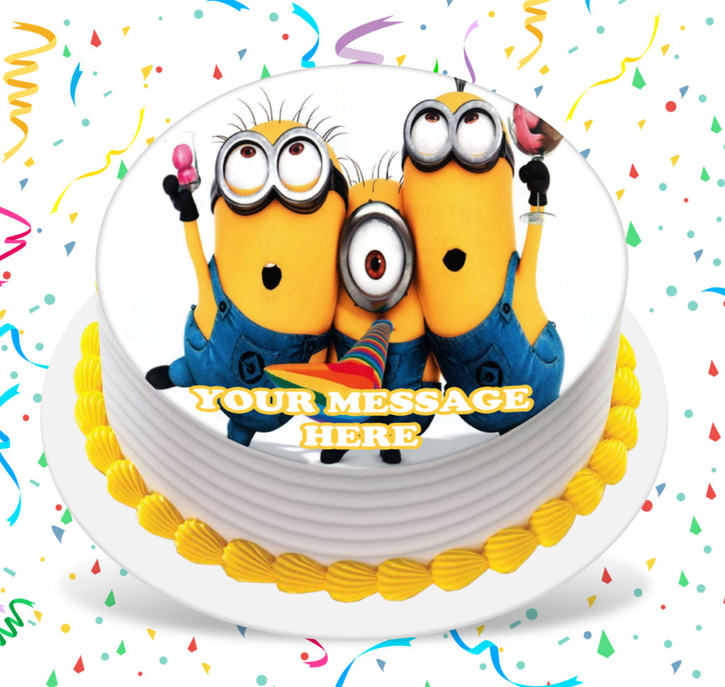 Minions Edible Image Cake Topper Personalized Birthday Sheet Custom Frosting Round Circle