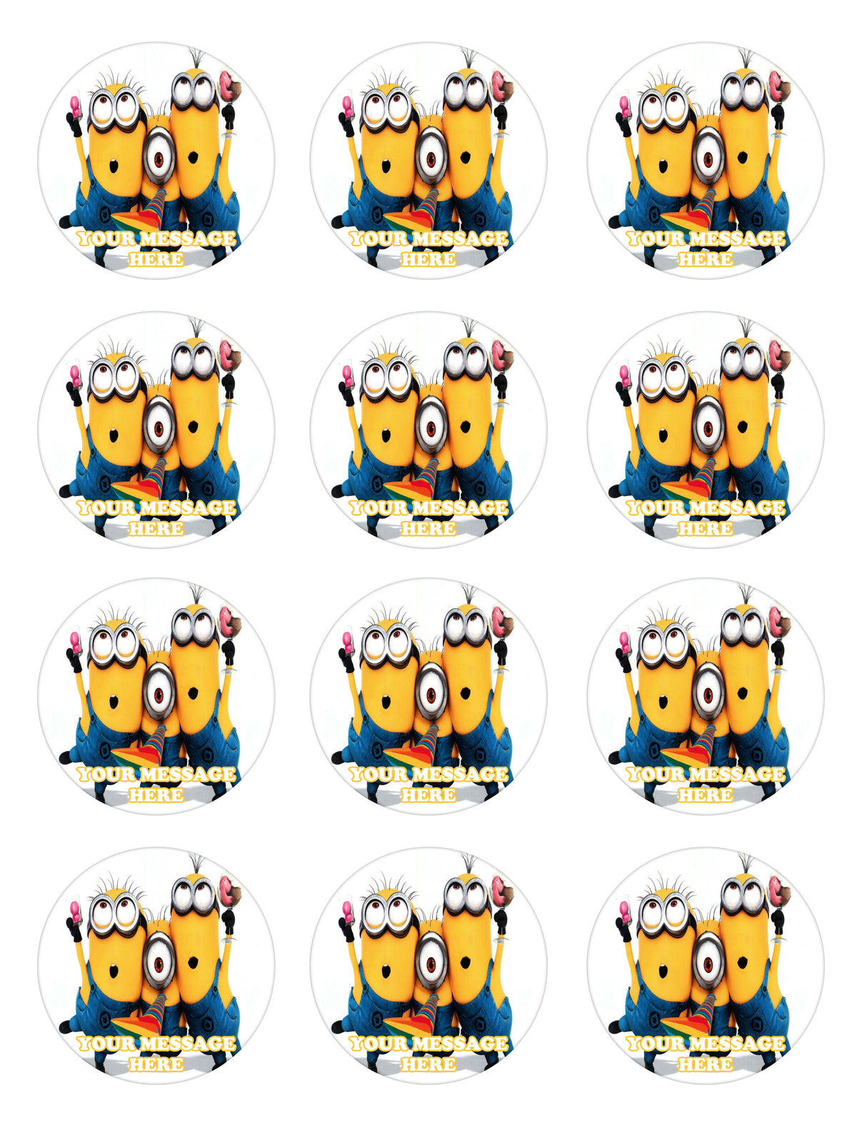 Minions Edible Cupcake Toppers (12 Images) Cake Image Icing Sugar Sheet