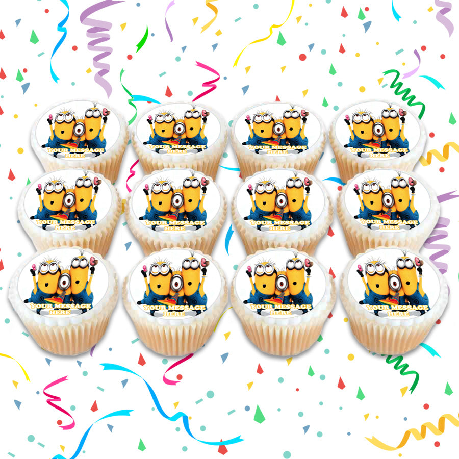 Minions Edible Cupcake Toppers (12 Images) Cake Image Icing Sugar Sheet