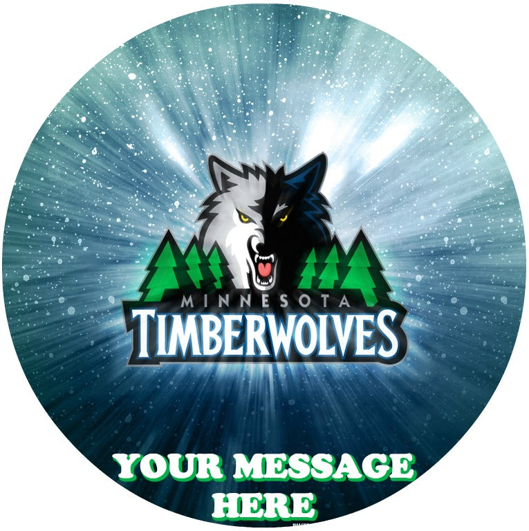 Minnesota Timberwolves Edible Image Cake Topper Personalized Birthday Sheet Custom Frosting Round Circle