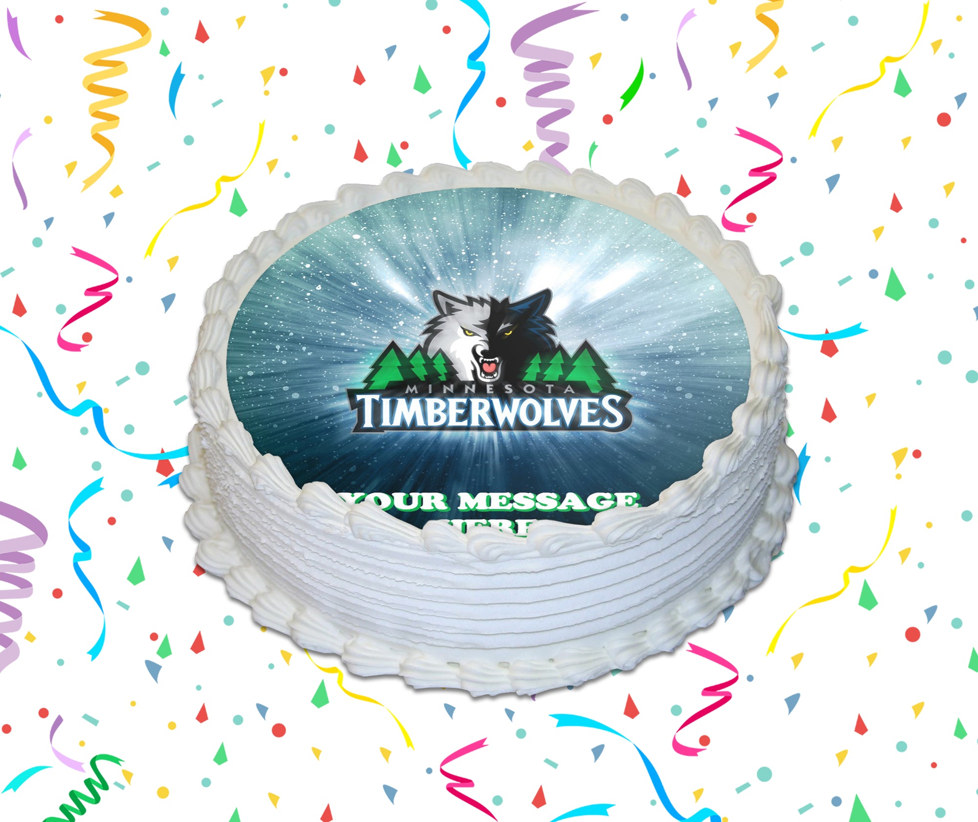 Minnesota Timberwolves Edible Image Cake Topper Personalized Birthday Sheet Custom Frosting Round Circle