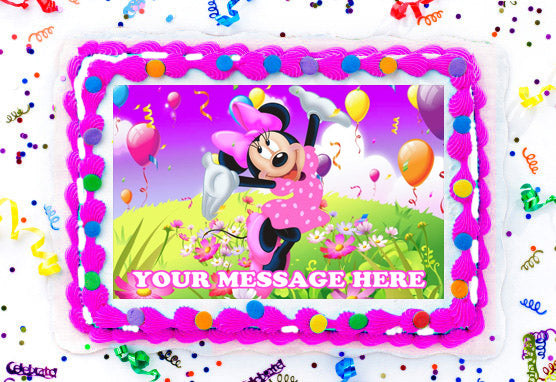 Minnie Mouse Edible Image Cake Topper Personalized Birthday Sheet Decoration Custom Party Frosting Transfer Fondant