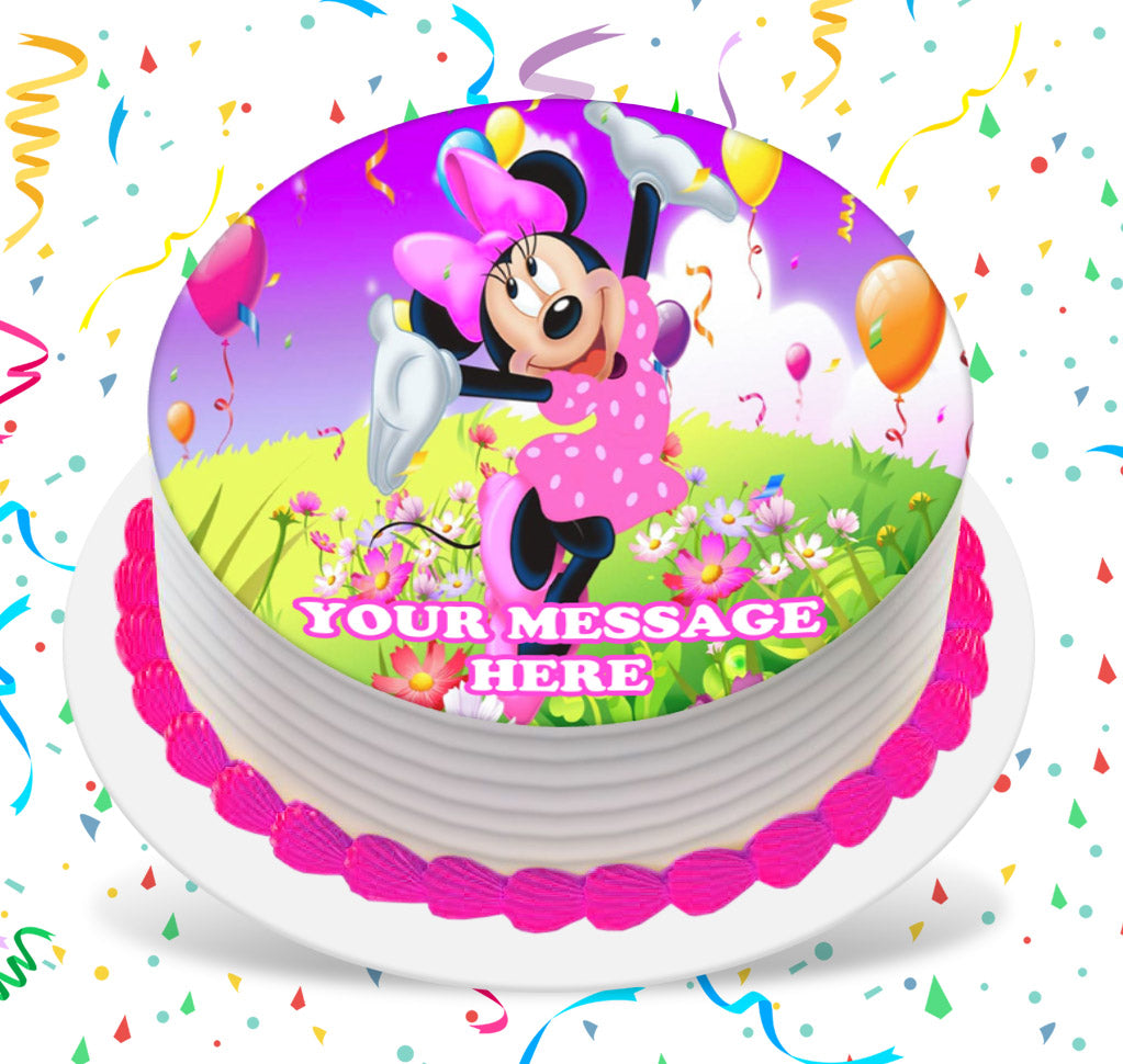 Minnie Mouse Edible Image Cake Topper Personalized Birthday Sheet Custom Frosting Round Circle