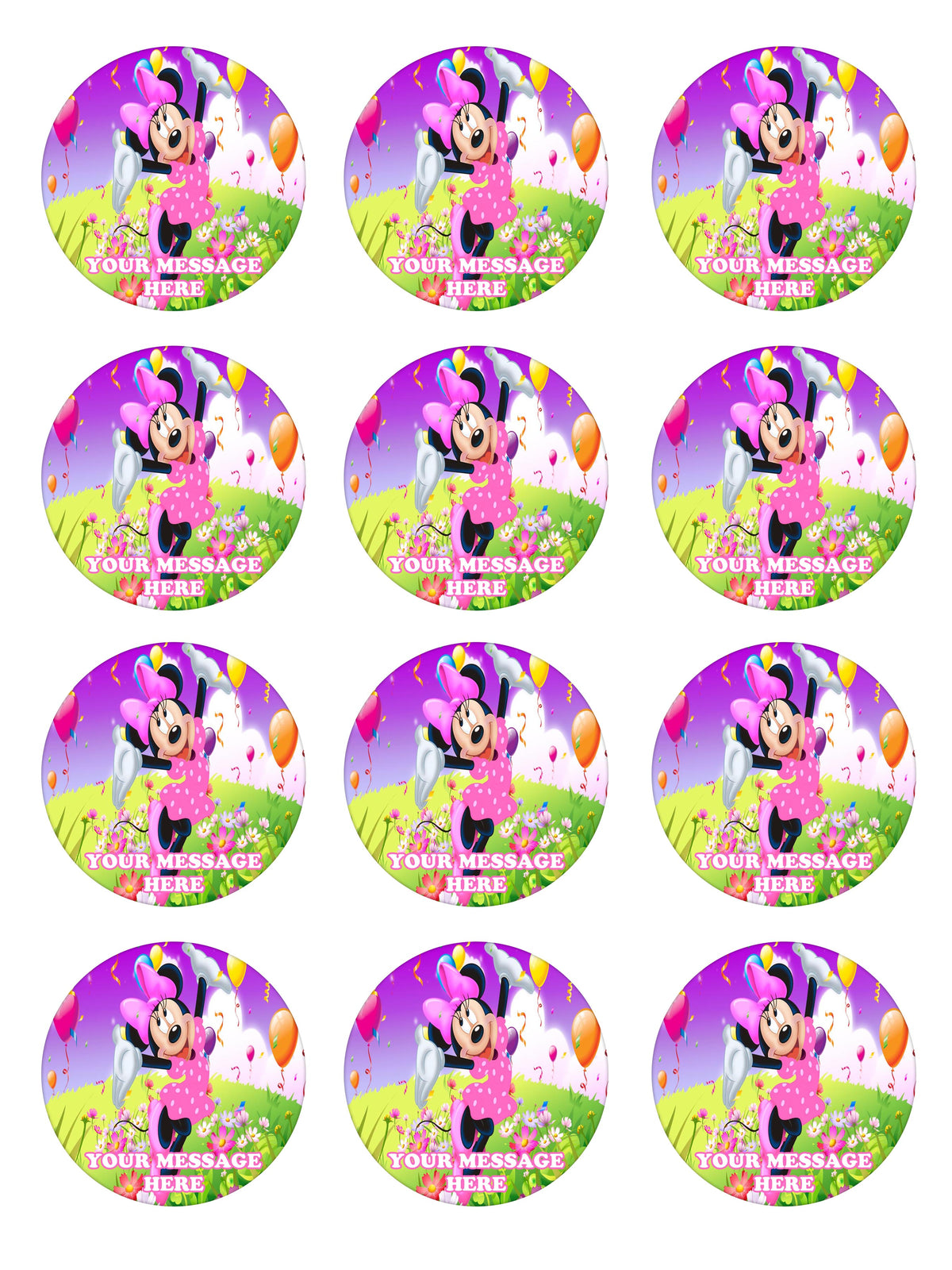 Minnie Mouse Edible Cupcake Toppers (12 Images) Cake Image Icing Sugar Sheet