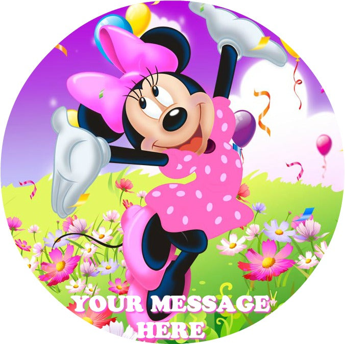 Minnie Mouse Edible Image Cake Topper Personalized Birthday Sheet Custom Frosting Round Circle