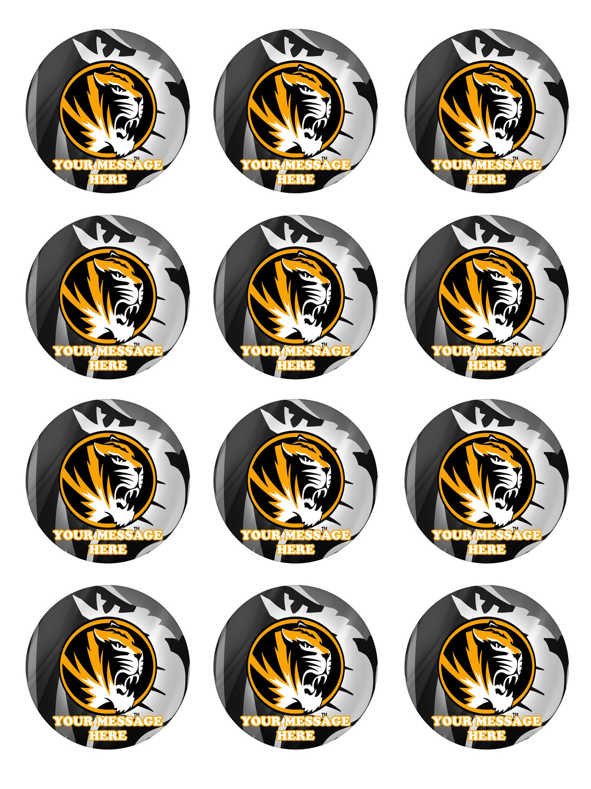 Missouri Tigers Edible Cupcake Toppers (12 Images) Cake Image Icing Sugar Sheet