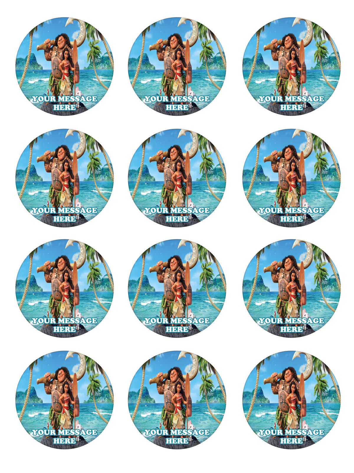 Moana Edible Cupcake Toppers (12 Images) Cake Image Icing Sugar Sheet - PartyCreationz for Free Printable Moana Cupcake Toppers