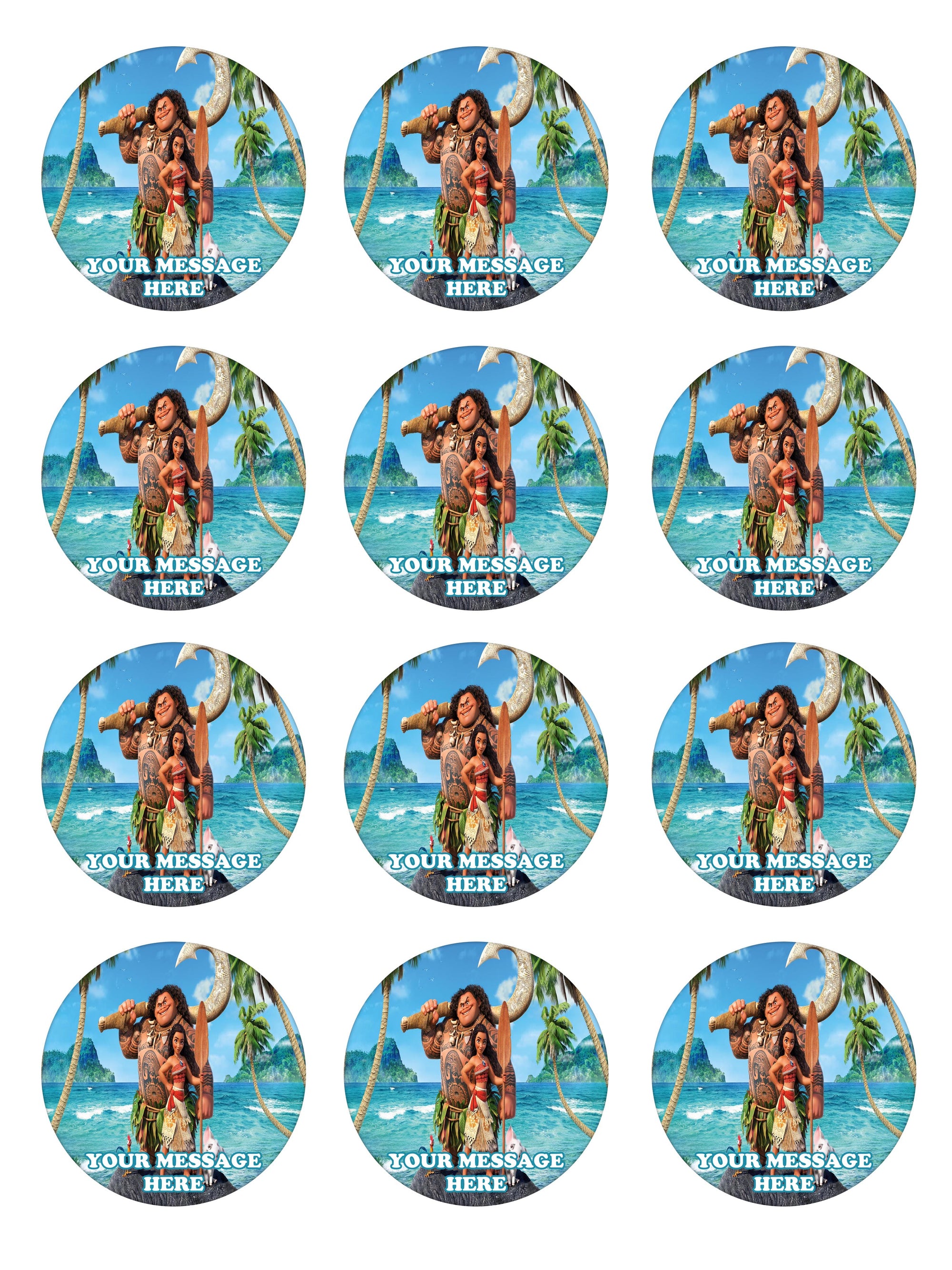 Moana Edible Cupcake Toppers (12 Images) Cake Image Icing Sugar Sheet