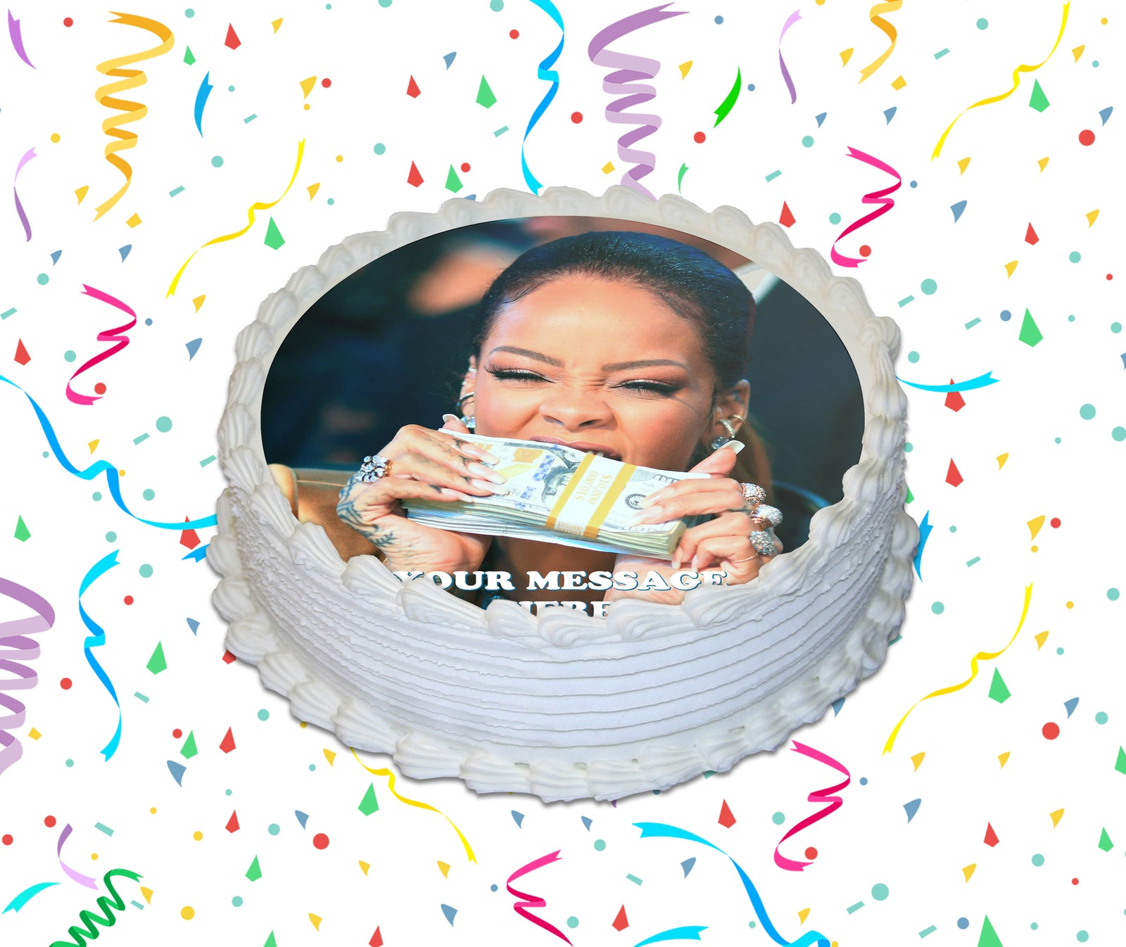 Rihanna Edible Image Cake Topper Personalized Birthday Sheet Custom Frosting Round Circle