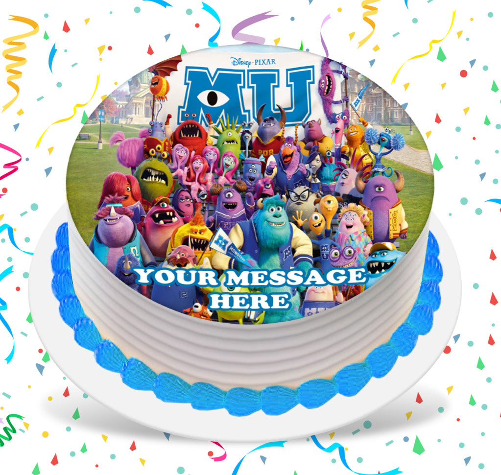 Monster University Edible Image Cake Topper Personalized Birthday Sheet Custom Frosting Round Circle