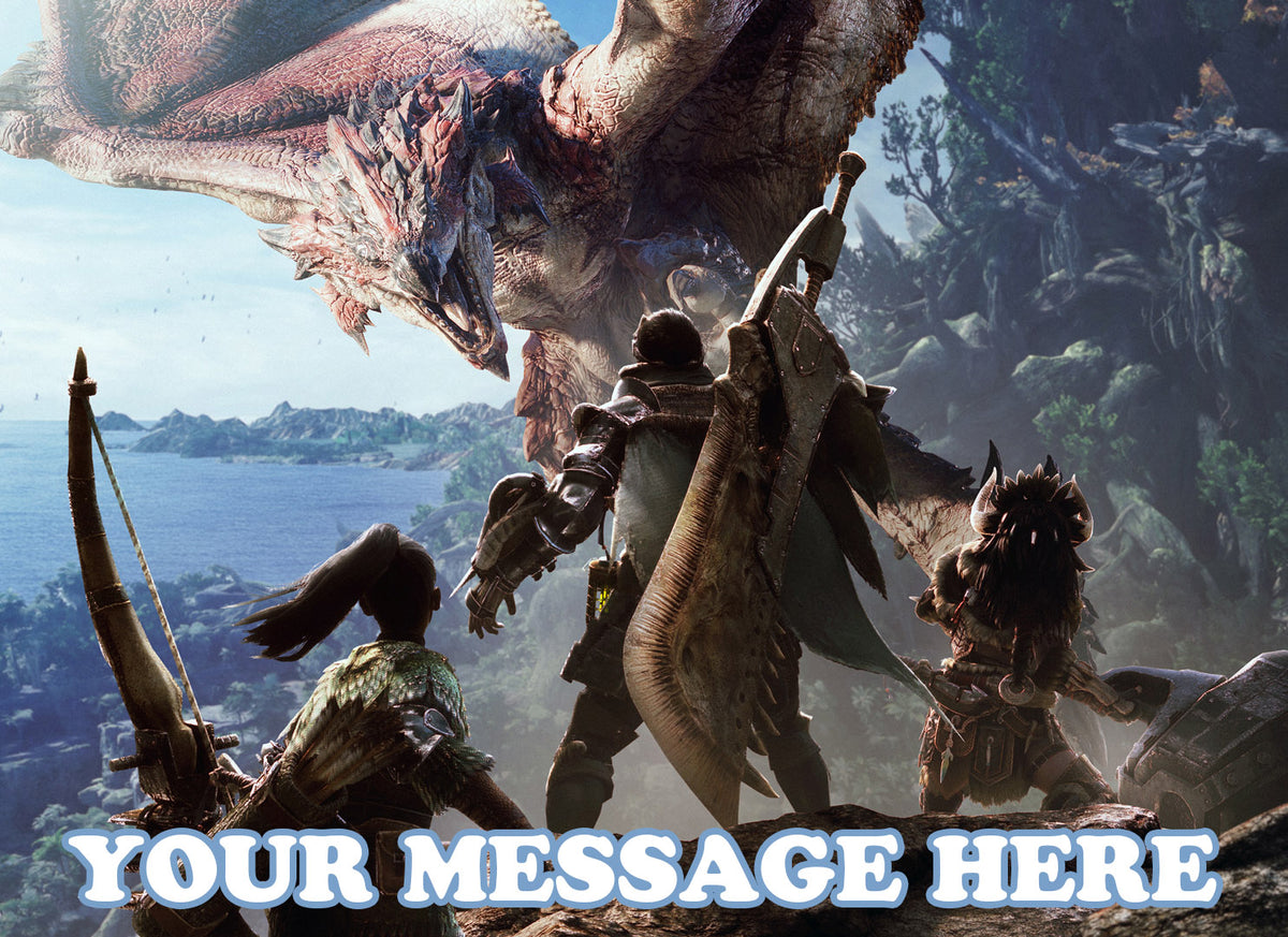 Monster Hunter World Edible Image Cake Topper Personalized Birthday Sheet Decoration Custom Party Frosting Transfer Fondant