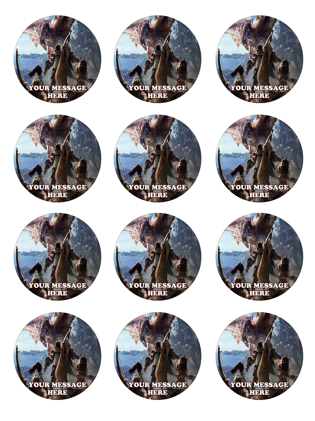 Monster Hunter World Edible Cupcake Toppers (12 Images) Cake Image Icing Sugar Sheet