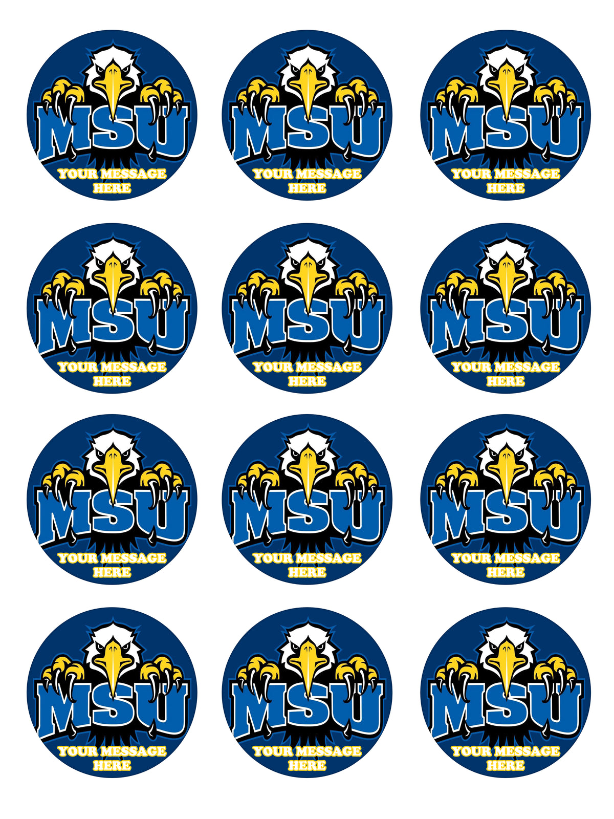 Morehead State Eagles Edible Cupcake Toppers (12 Images) Cake Image Icing Sugar Sheet