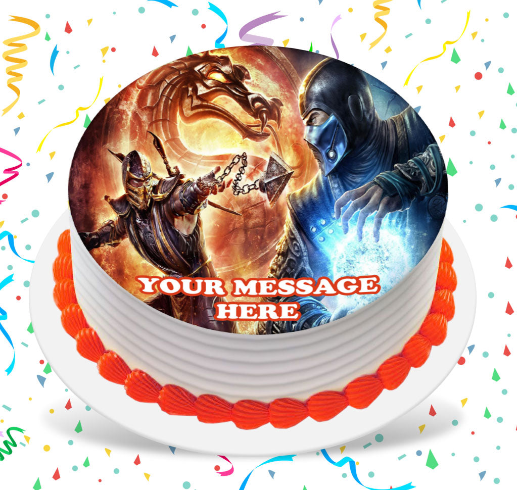 Mortal Kombat Edible Image Cake Topper Personalized Birthday Sheet Custom Frosting Round Circle