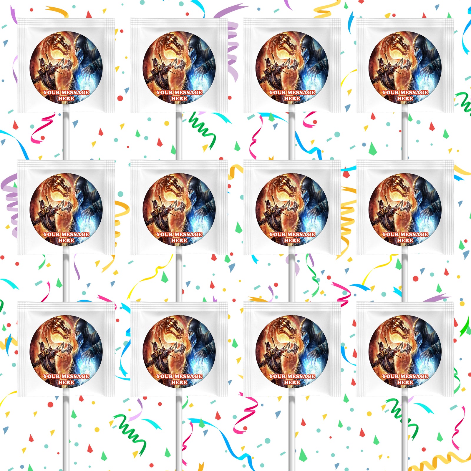Mortal Kombat Lollipops Party Favors Personalized Suckers 12 Pcs