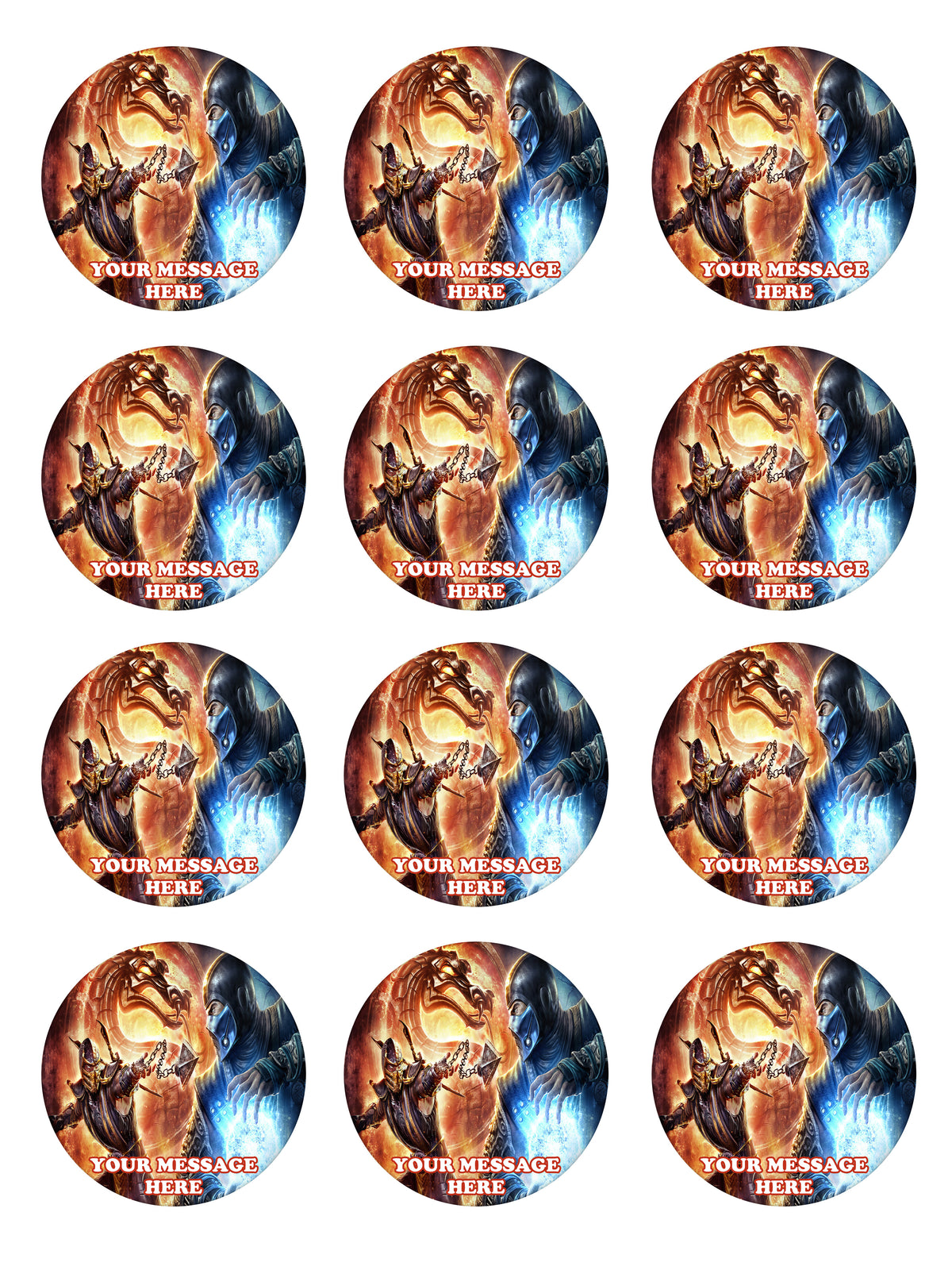 Mortal Kombat Edible Cupcake Toppers (12 Images) Cake Image Icing Sugar Sheet