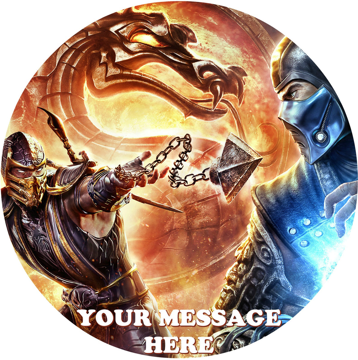 Mortal Kombat Edible Image Cake Topper Personalized Birthday Sheet Custom Frosting Round Circle