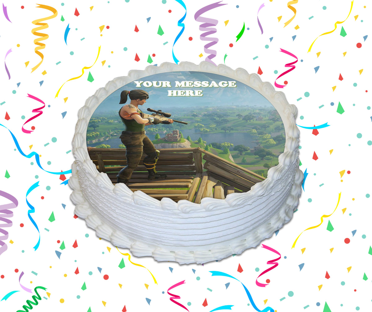 Fortnite Edible Image Cake Topper Personalized Birthday Sheet Custom Frosting Round Circle