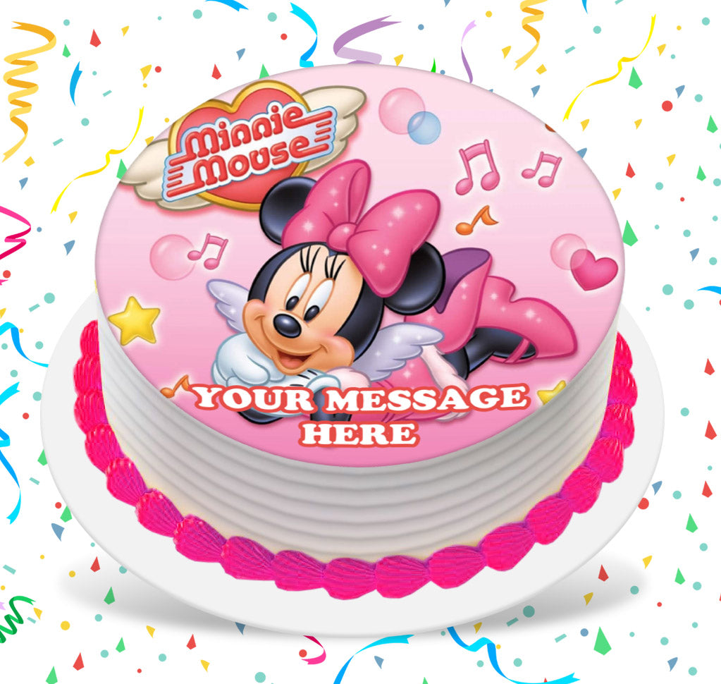 Minnie Mouse Edible Image Cake Topper Personalized Birthday Sheet Custom Frosting Round Circle