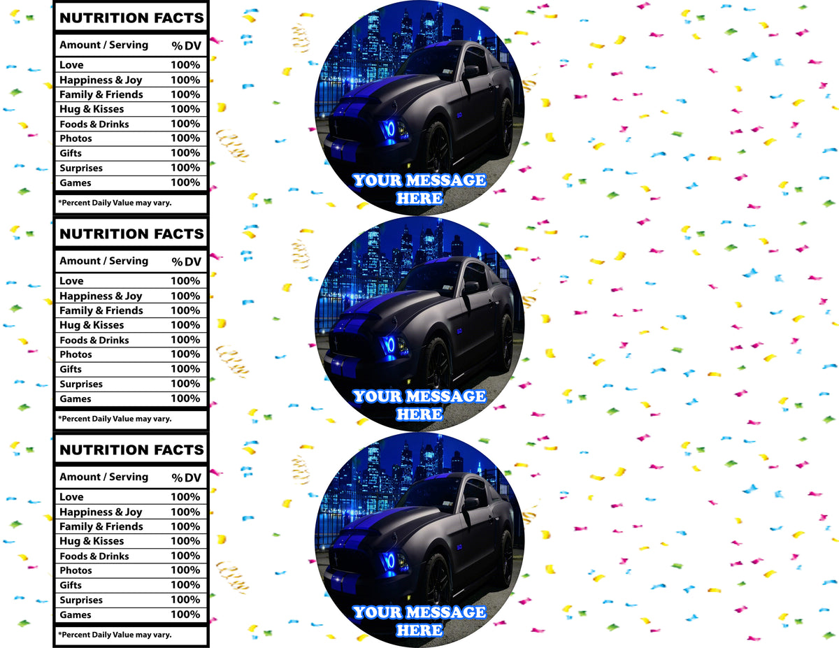 Ford Mustang Water Bottle Stickers 12 Pcs Labels Party Favors Supplies Decorations