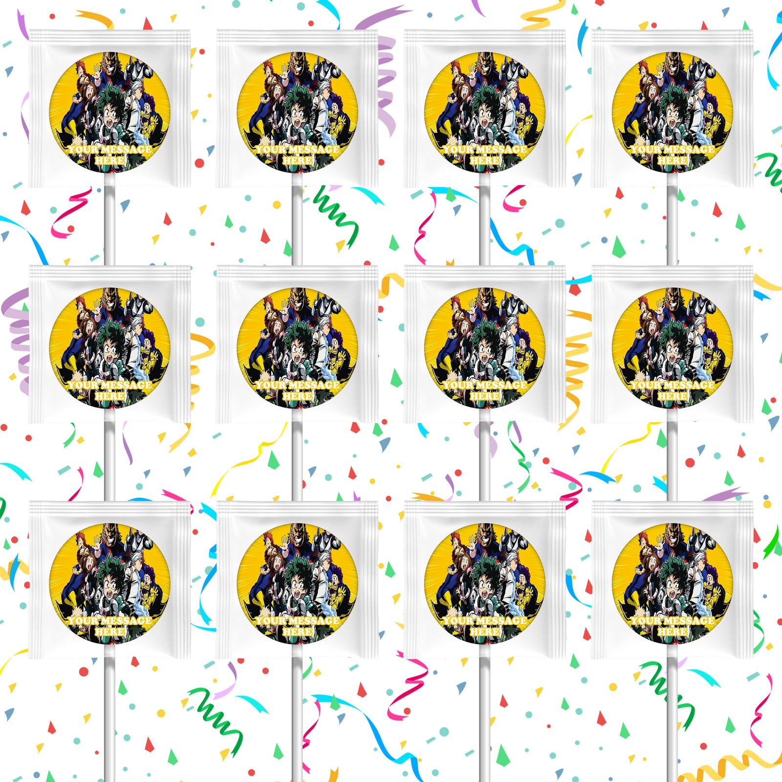 My Hero Academia Lollipops Party Favors Personalized Suckers 12 Pcs