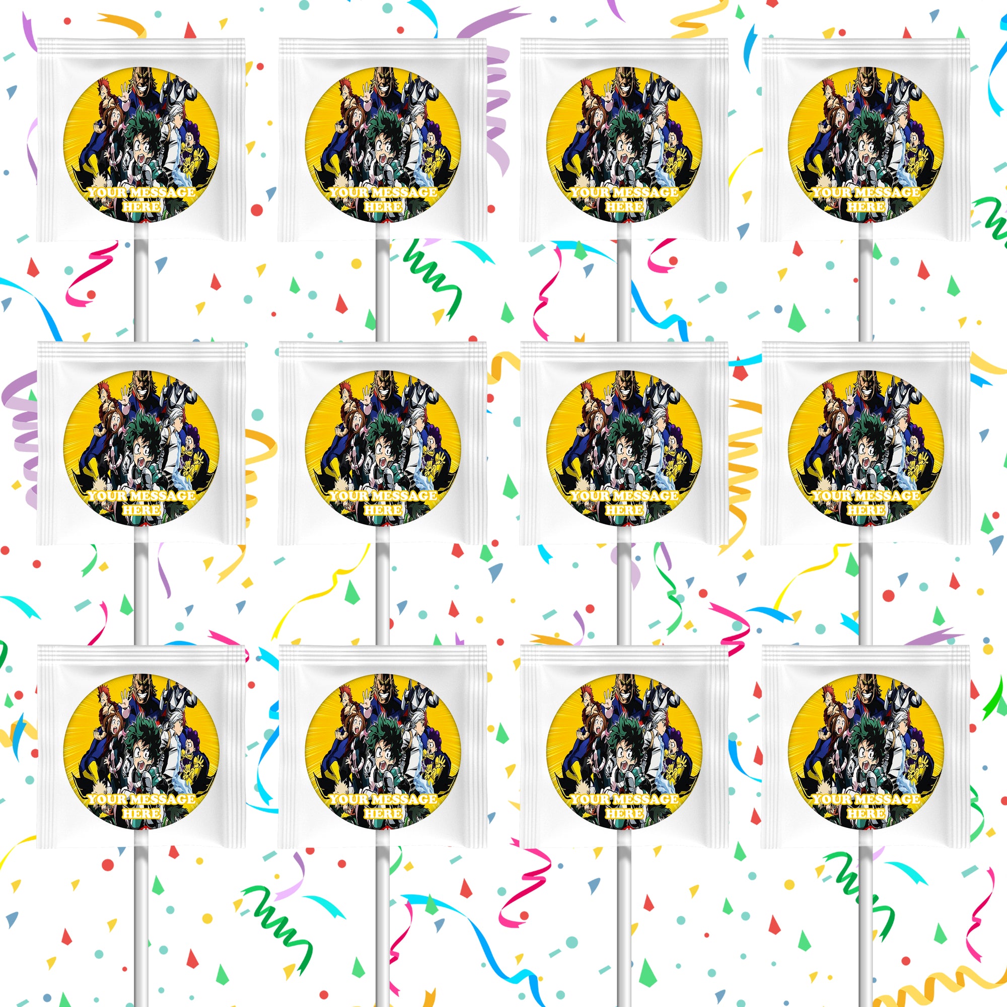 My Hero Academia Lollipops Party Favors Personalized Suckers 12 Pcs