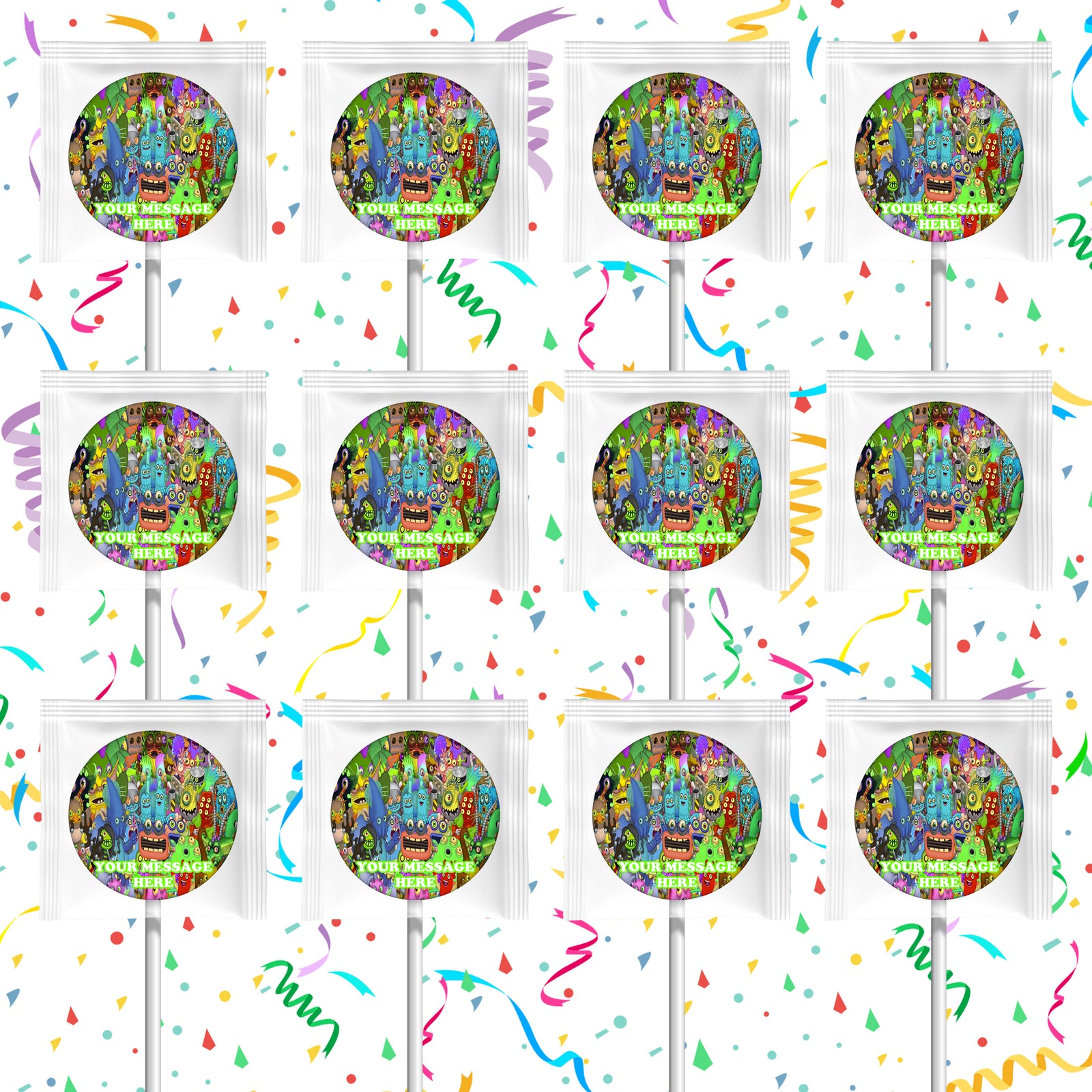 My Singing Monsters Lollipops Party Favors Personalized Suckers 12 Pcs