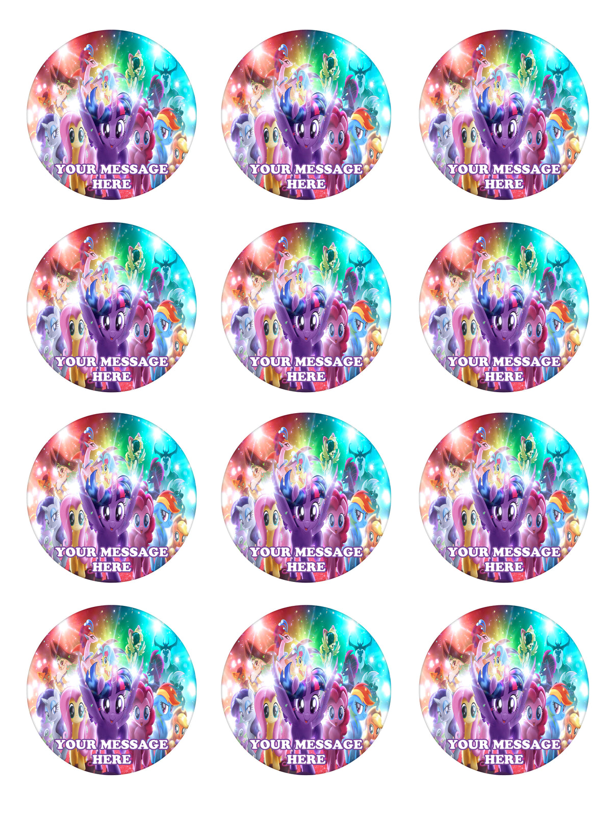 My Little Pony Edible Cupcake Toppers (12 Images) Cake Image Icing Sugar Sheet