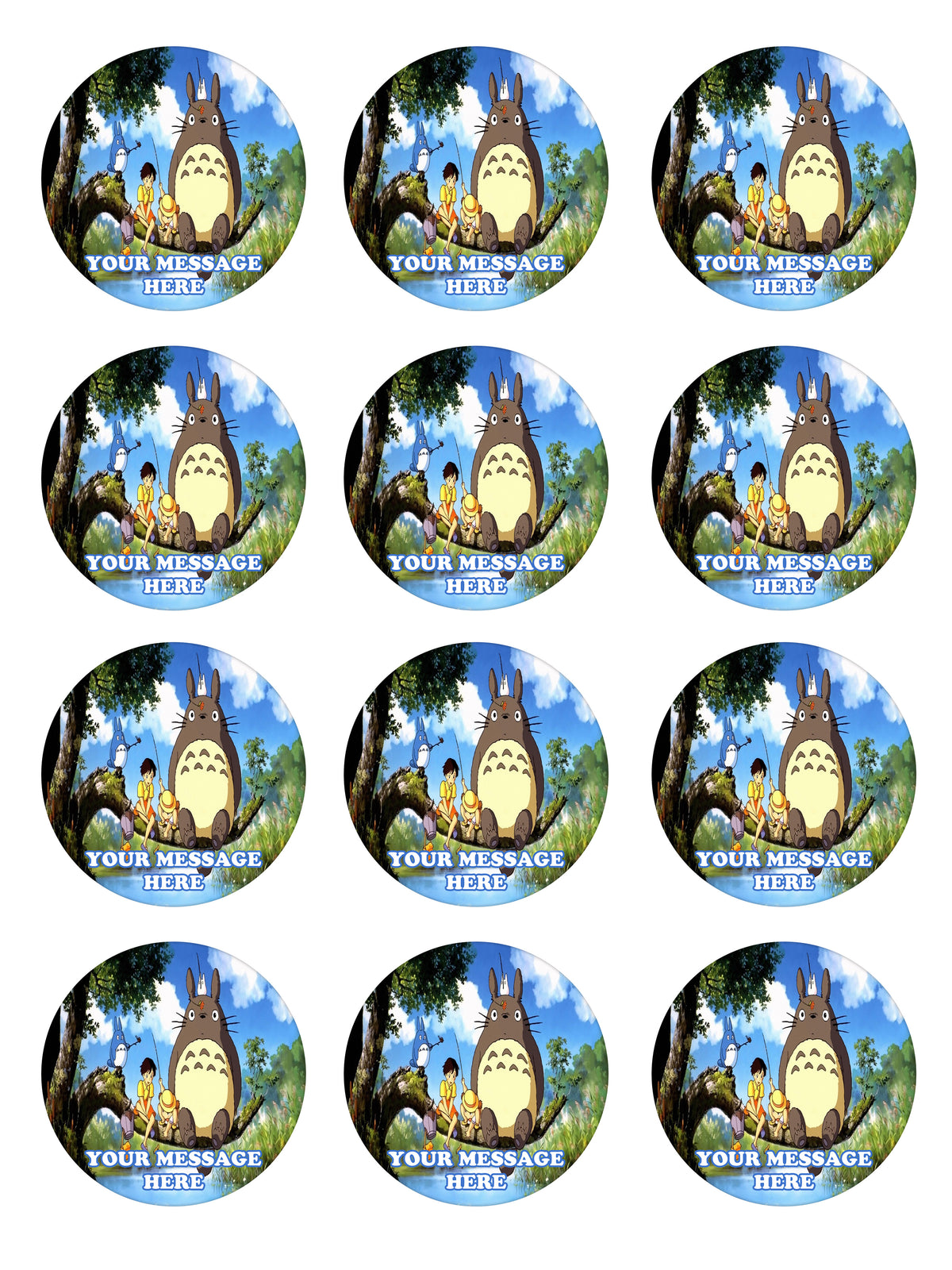 My Neighbor Totoro Edible Cupcake Toppers (12 Images) Cake Image Icing Sugar Sheet