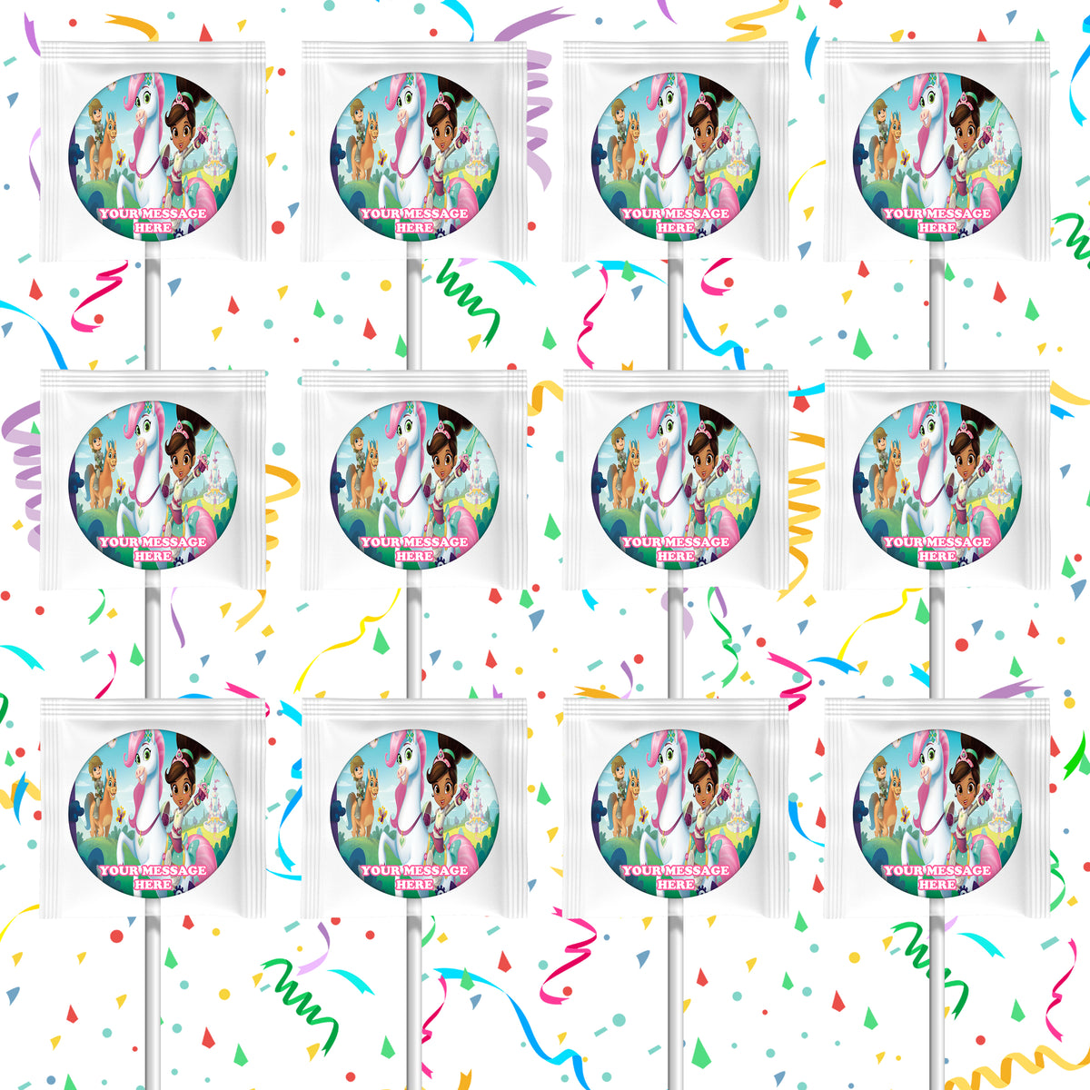 Nella The Princess Knight Lollipops Party Favors Personalized Suckers 12 Pcs