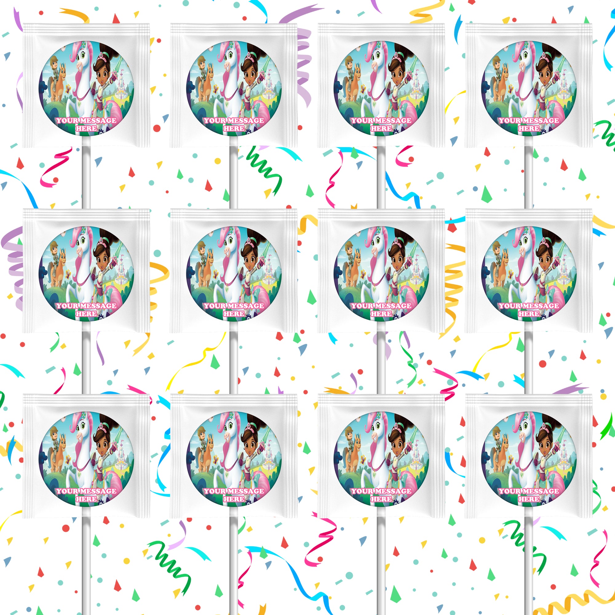 Nella The Princess Knight Lollipops Party Favors Personalized Suckers 12 Pcs