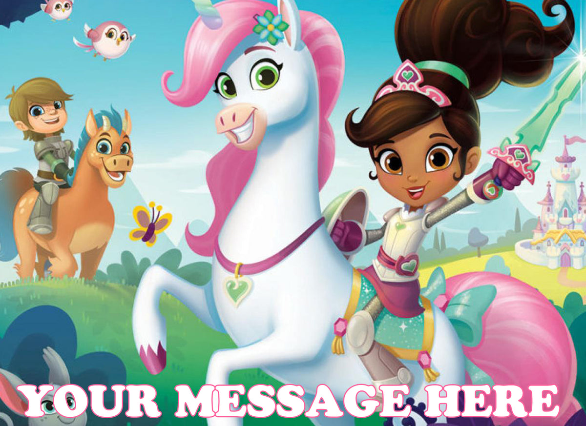 Nella The Princess Knight Edible Image Cake Topper Personalized Birthday Sheet Decoration Custom Party Frosting Transfer Fondant