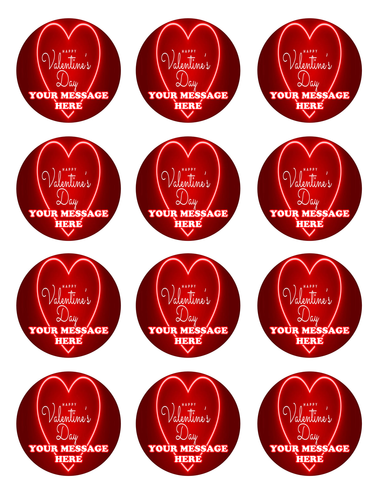 Valentine's Day Edible Cupcake Toppers (12 Images) Cake Image Icing Sugar Sheet