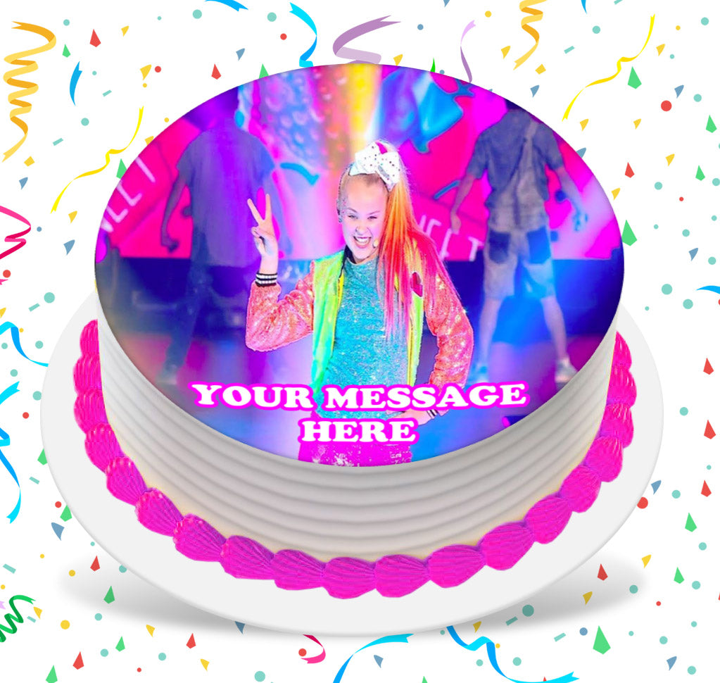 JoJo Siwa Edible Image Cake Topper Personalized Birthday Sheet Custom Frosting Round Circle