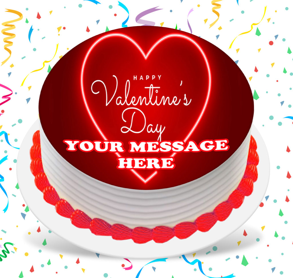 Valentine&#39;s Day Edible Image Cake Topper Personalized Frosting Icing Sheet Custom Round