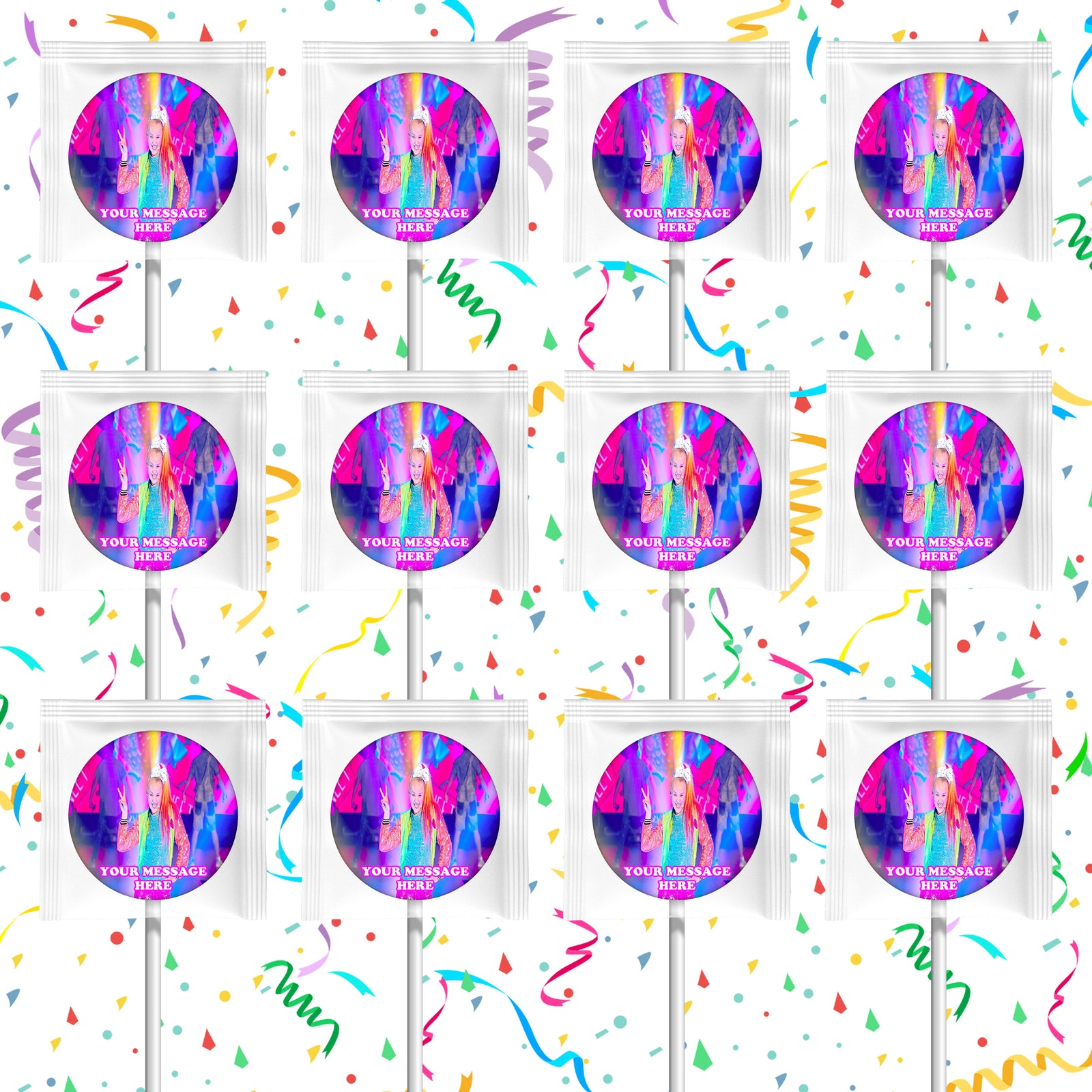 JoJo Siwa Lollipops Party Favors Personalized Suckers 12 Pcs