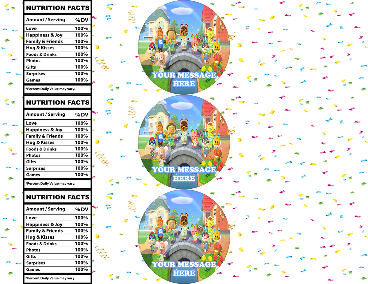 Animal Crossing Water Bottle Stickers 12 Pcs Labels Party Favors Supplies Decorations