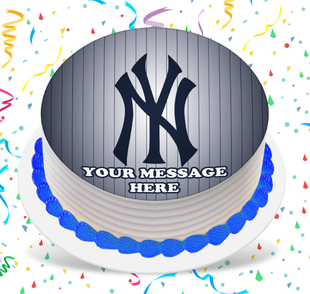 New York Yankees Edible Image Cake Topper Personalized Birthday Sheet Custom Frosting Round Circle