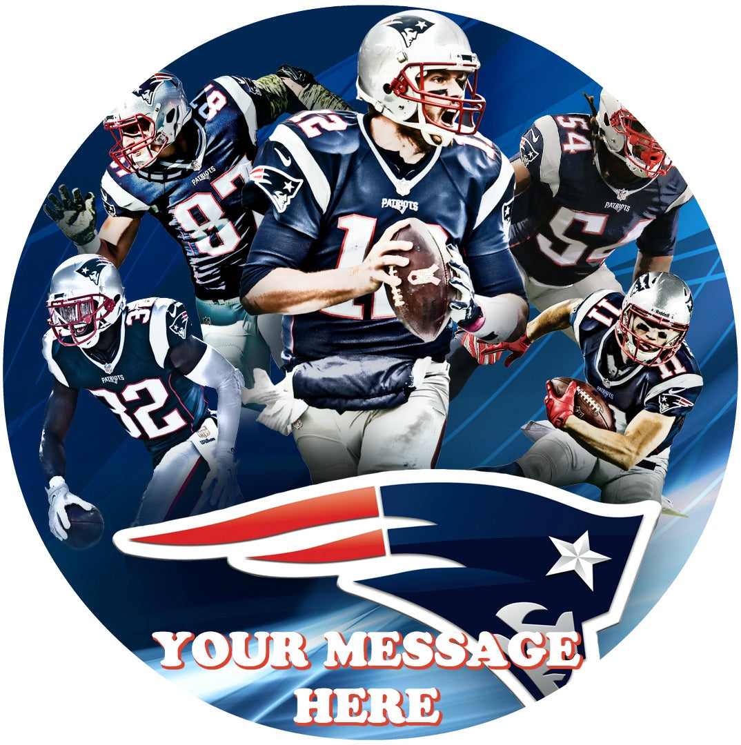 New England Patriots Edible Image Cake Topper Personalized Birthday Sheet Custom Frosting Round Circle