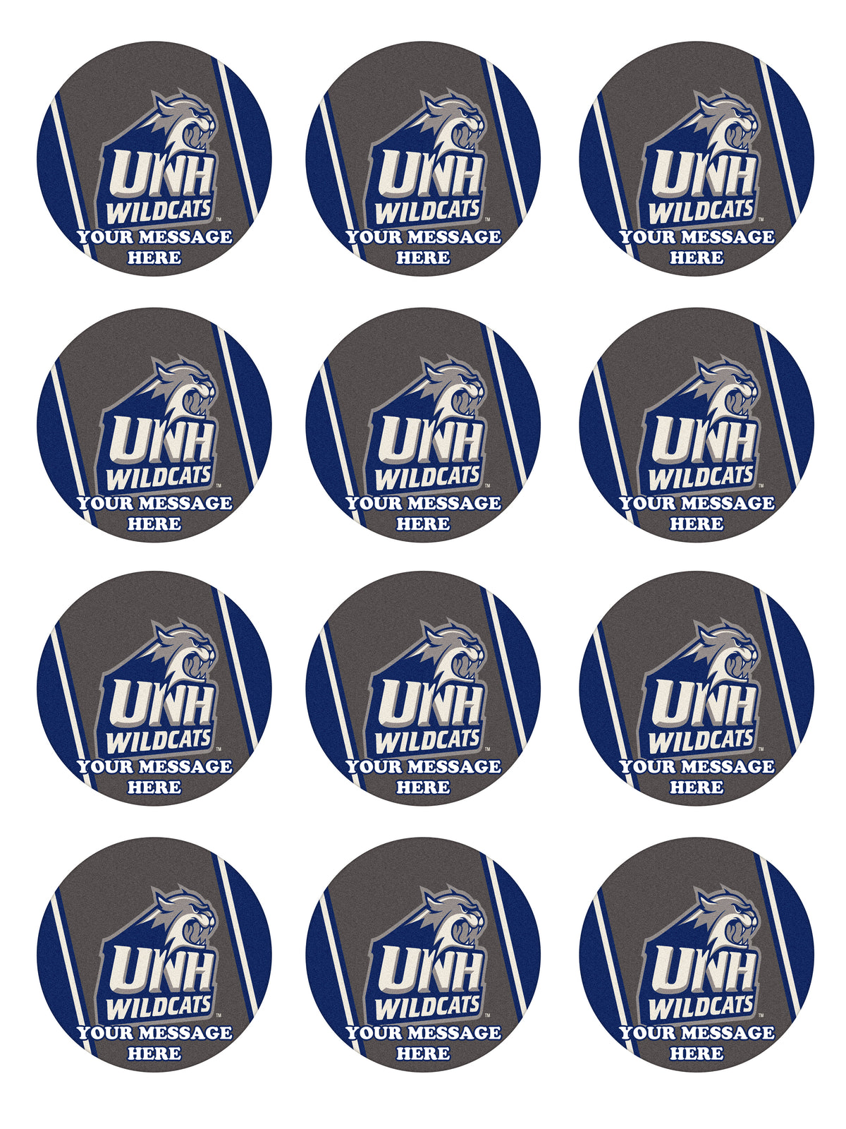 New Hampshire Wildcats Edible Cupcake Toppers (12 Images) Cake Image Icing Sugar Sheet