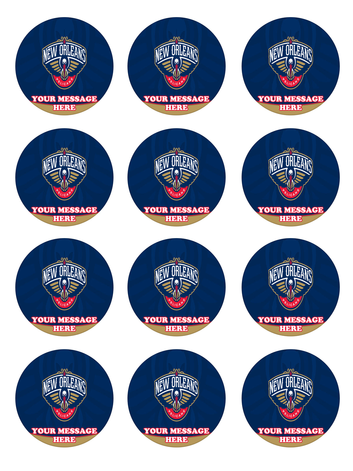 New Orleans Pelicans Edible Cupcake Toppers (12 Images) Cake Image Icing Sugar Sheet