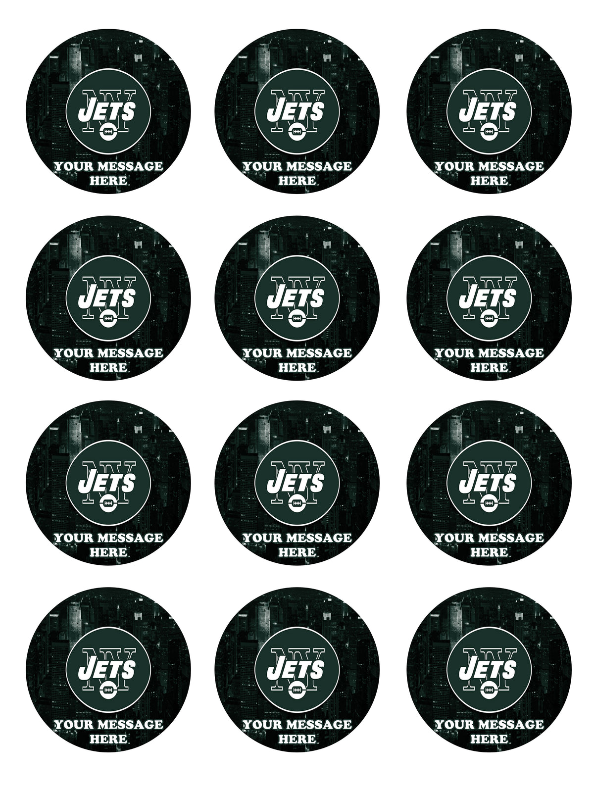 New York Jets Edible Cupcake Toppers (12 Images) Cake Image Icing Sugar Sheet