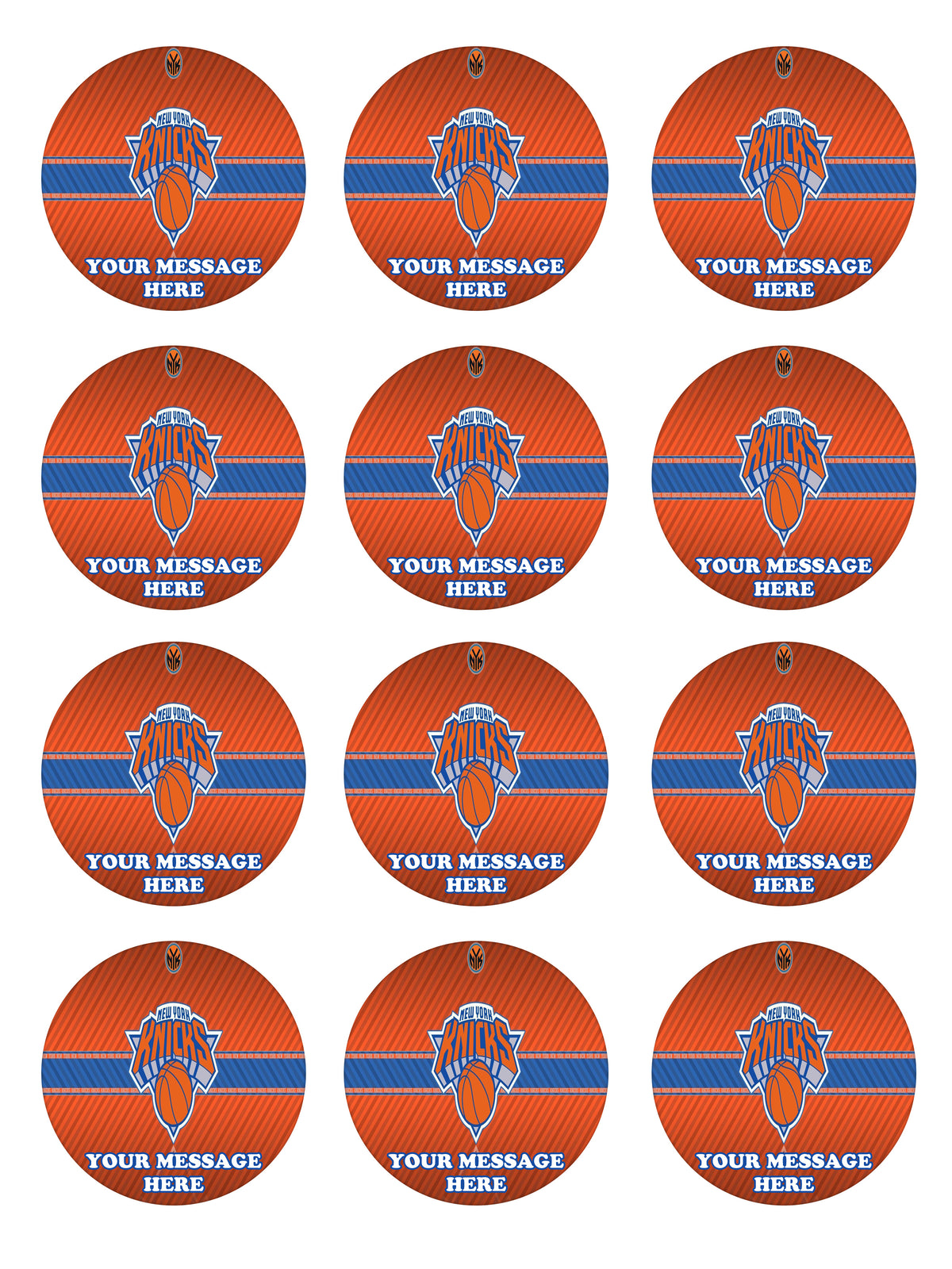 New York Knicks Edible Cupcake Toppers (12 Images) Cake Image Icing Sugar Sheet