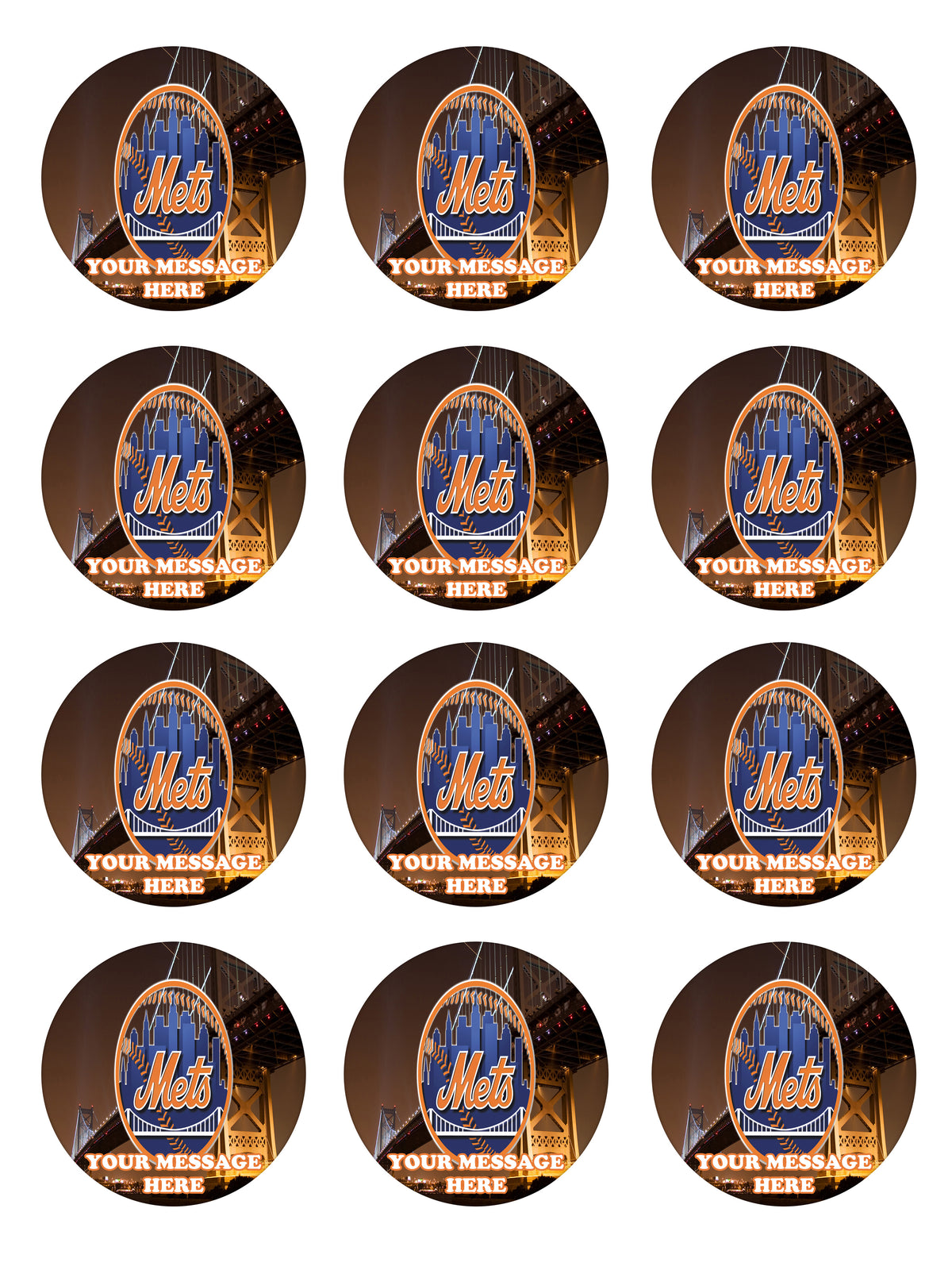 New York Mets Edible Cupcake Toppers (12 Images) Cake Image Icing Sugar Sheet
