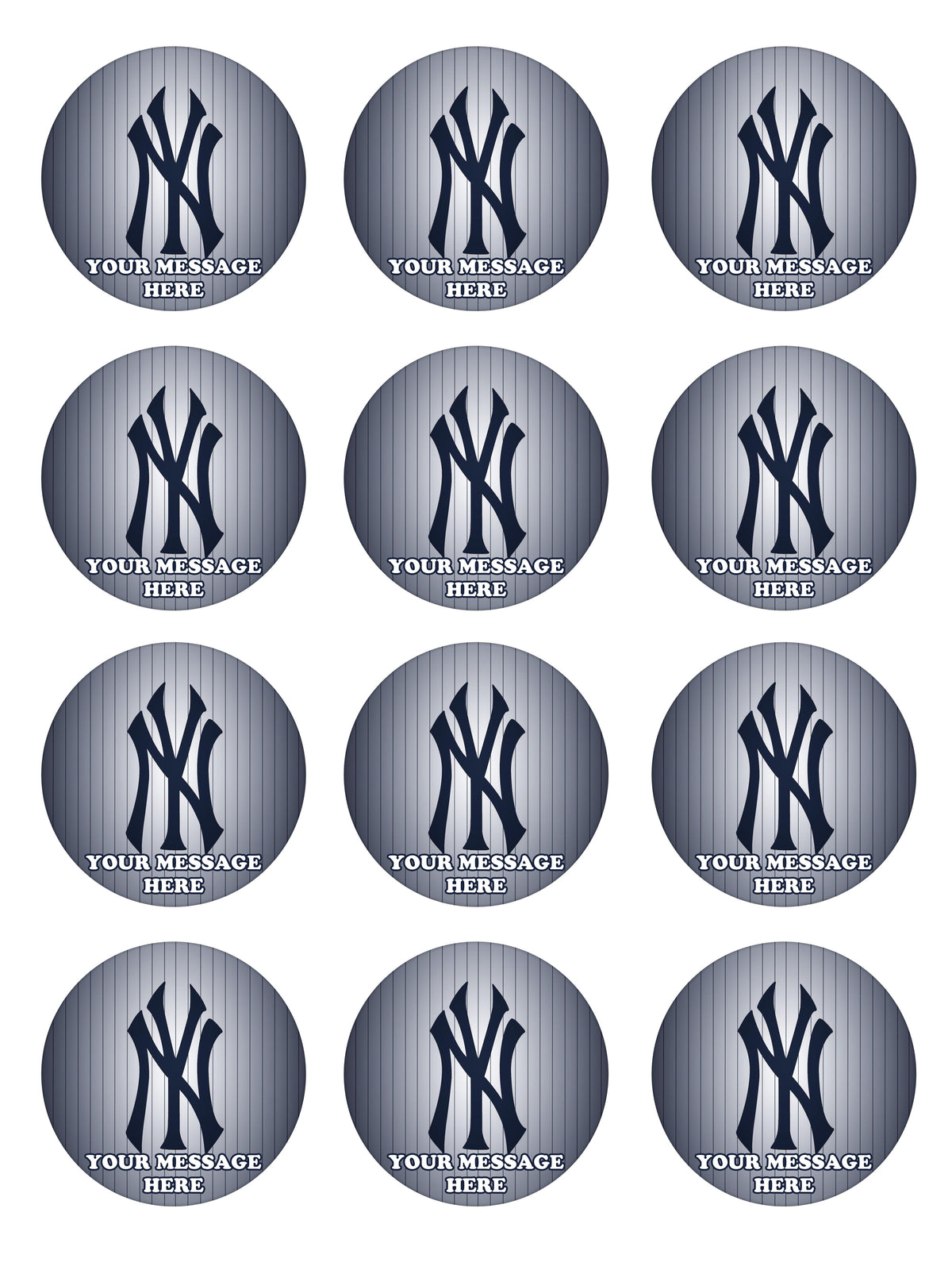 New York Yankees Edible Cupcake Toppers (12 Images) Cake Image Icing Sugar Sheet